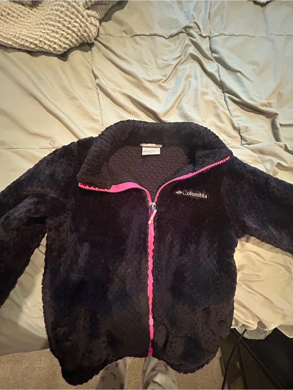 Columbia Black Fleece Jacket with Pink Zipper